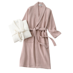Wholesale High Quality <strong>Waffle</strong> Cotton Bathrobe Breathable Summer Spring Sleepwear For Hotels And Spas Long <strong>Robe</strong> Custom Logo - Product Image 3