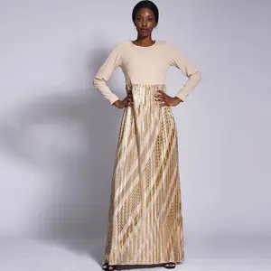 فستان إسلامي ترابي تقليدي عالي الجودة بيج بتصميم دبي موديل 2024 ملابس إسلامية تقليدية للنساء