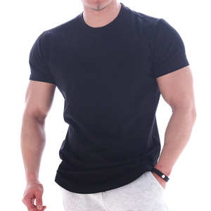 Logotipo personalizado en blanco Slim Fit Sport Gym Hombres Camisetas Correr Muscle Fit Curved Hem Camisetas - Product Image 2