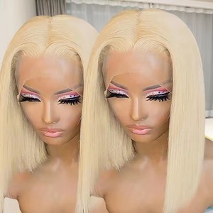 Perruque Bob Blonde 613 en Cheveux Humains, Perruques Courtes Bob Colorées avec Dentelle Frontale HD pour Femmes Noires, Fournisseur de Perruques Courtes Bob en Cheveux Humains - Product Image 2