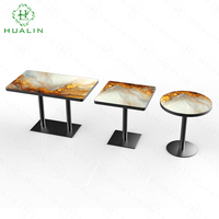 Tables de salle à manger de restaurant haut de gamme de style moderne HUALIN, en pierre frittée ou en verre, personnalisables avec des motifs