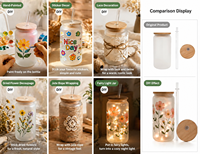 Gobelets en verre givré de 16 oz pour sublimation, en vrac, avec couvercle en bambou et pailles, pour cadeaux DIY - USA RTS
