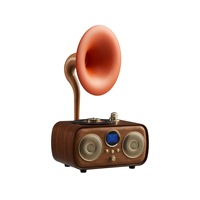 Jiabaite Mini Enceinte Stéréo Rétro Portable avec Subwoofer, Son de Haute Qualité, Grain de Bois, TF/USB