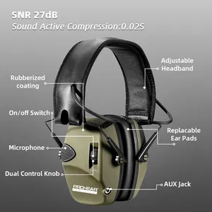 Elektronischer Schieß-Ohrenschützer, Lärmminderung Klangverstärkung Elektronischer Gehörschutz, Kapselgehörschutz, NRR 25dB