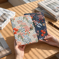 Carnet de notes de poche à couverture rigide imprimé UV en PVC/papier à feuilles mobiles en spirale, broderie florale A6 de haute qualité