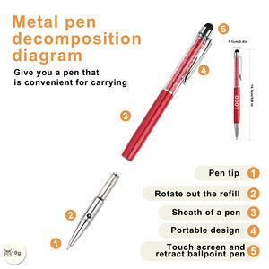 Bolígrafo Deportivo de Metal y Cristal con Punta Táctil para Pantallas, Personalizable con Logotipo, Regalos de Papelería - Product Image 4
