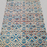 Tapis moderne en laine noué à la main de l'Uttar Pradesh, style tribal géométrique vieilli, style Navajo, imperméable, à poils moyens, pour couloir