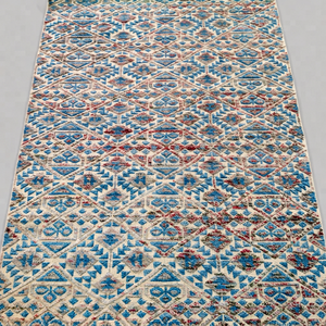 Tapis moderne en laine noué à la main de l'Uttar Pradesh, style tribal géométrique vieilli, style Navajo, imperméable, à poils moyens, pour couloir - Product Image 1