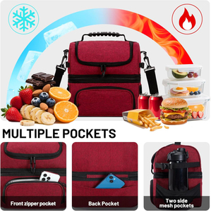 Bolsa Térmica para Almuerzo con Doble Compartimento, Bolsa Refrigerante Impermeable con Secciones Secas y Frías, Correa Ajustable para el Trabajo y Picnic - Product Image 2