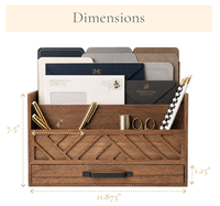 Organisateur de courrier en bois avec tiroir et compartiments, trieur de courrier pour bureau, entrée, porte-documents en bois pour bureau