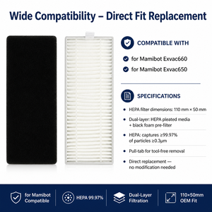 Filtre pour aspirateur robot <span class=keywords><strong>Mamibot</strong></span> Exvac660 650, kit de remplacement - Product Image 5
