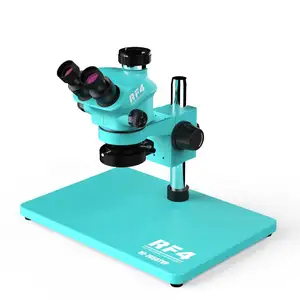 Trinocular Stereo Microscope Phone Repair 7-50x Synchronous Zoom Industrial Rf4 Microscope With Big Base