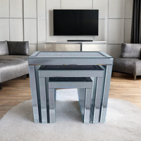 Date Bling Mini Ensemble Nid Table Moderne De Luxe Argent Broyé Diamant De Luxe Miroir De Nuit Table De Chevet Avec Miroir
