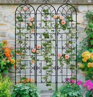 Metall-Kletterpflanzen-Rankgitter Rostfrei für Draußen mit Gewölbter Oberseite Dekorative Stütze für Blumen Rosen Clematis Obelisk 50x180cm