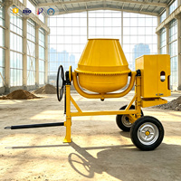 Mezcladora de Concreto Remolcable Eficiente para Proyectos Pequeños, Mezcladora de Cemento Móvil de 4 Ruedas con Neumáticos Grandes y Motor
