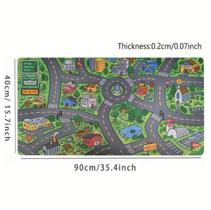 Grand tapis de souris à motif urbain de dessin animé, tapis de bureau ultra-lisse avec bords cousus, base en caoutchouc antidérapante, carte de ville éclatante pour espaces de travail - Product Image 4