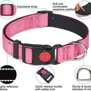 Ensemble collier et laisse pour chien en nylon réfléchissant rembourré en néoprène, collier et laisse durables pour promener les animaux, vente en gros - Product Image 4