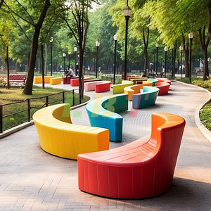 Banco de Patio Creativo de Fibra de Vidrio, Muebles de Exterior Contemporáneos y Duraderos - Product Image 3