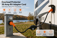 Câble adaptateur RV 30 ampères avec disjoncteur, NEMA TT-30P mâle vers L5-30R femelle, prise coudée à 90 degrés pour alimentation de générateur de camping-car