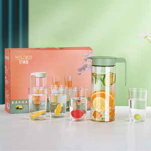 Ensemble de bouteilles d'eau froide en verre pour la maison, grande capacité, transparentes, et ensemble de théière 5 pièces - Product Image 3