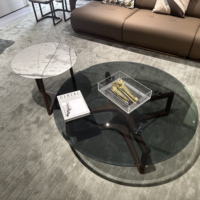 Table basse italienne moderne et minimaliste haut de gamme en bois de noyer et pierre d'Amérique du Nord Mobilier de maison de luxe pour villa et manoir