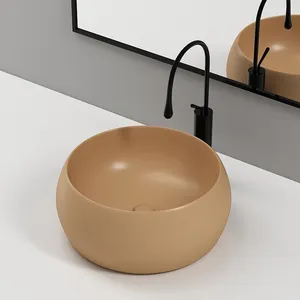 New Arrival Sanitary Ware Luxury Color Glazed Bathroom Vessel Sinks Bowl Porcelain Ceramic Wash Art Basin
