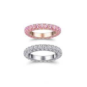 Anillo Donut de Plata de Ley S925 con Baño de Oro Rosa de 18K y Diamantes Brillantes Estilo Clásico Wenchi, Modelo 22294 - Product Image 5