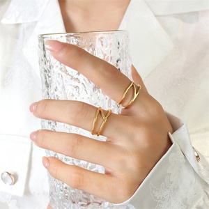 New Arrival Stainless Steel <b>Adjustable</b> <b>Ring</b> Gold Plated Hollow Finger <b>Ring</b> - Product Image 6