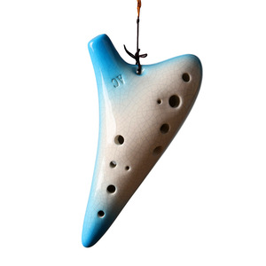 Ocarina en céramique 12 trous Alto C, couleur dégradée effet craquelé, pour débutants, instrument de musique éducatif - Product Image 1