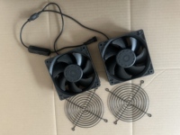 Ventilateur étanche 12038 12V DC double ventilateur 2 en 1, ventilateur de ventilation avec connecteur DC5521, alimenté par énergie solaire, pour abri de jardin et poulailler