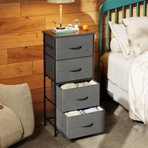 Cômoda de Tecido que Economiza Espaço com 4 Gavetas e Tampo de Madeira, Baú de Armazenamento Pequeno para Quarto e Closet - Product Image 4