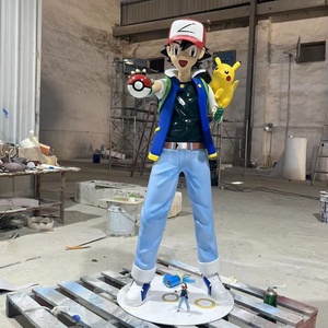 Custom Large Fiberglass Ash and Pikachu Charizard Statue Resin Decorations Pokemon Sculpture Artificial Style