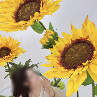 Nouvelle fleur géante en papier tournesol faite à la main pour vitrine, décoration de mariage, fleur artificielle surdimensionnée
