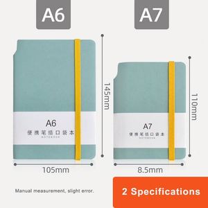 OEM ODM Custom <b>Mini</b> Students Note Book A7 PU Leather Cover Pocket <b>Notebook</b> with Pen Holder - Product Image 3