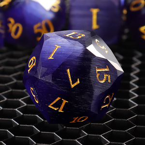 New 16Mm Đá Quý Đá Dnd Xúc Xắc Khắc Mèo Của Mắt Màu Tím Đa Mặt Xúc Xắc Vai Trò Chơi Trò Chơi D6 D20 Cho Dungeons Và Dragons - Product Image 2