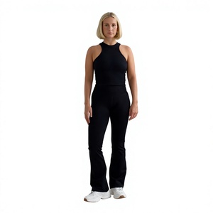 2 Pieces Fitness Yoga Set Tight Top Vest <b>Flared</b> Pants High Waist <b>Leggings</b> Sports Suit Running Fitness Yoga Clothes - Product Image 1