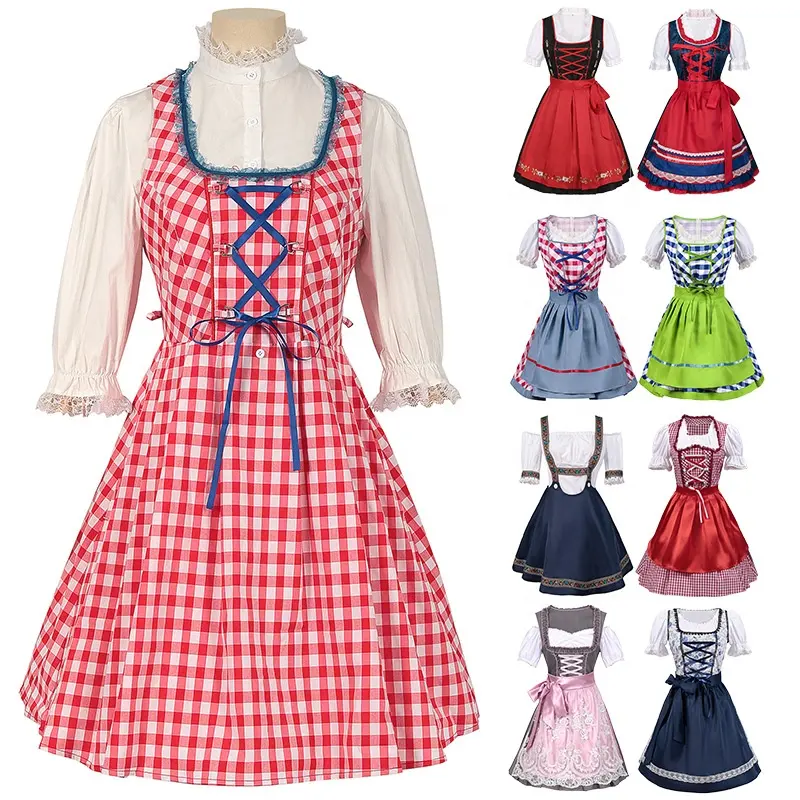 Robe d'halloween allemande traditionnelle Costumes d'Oktoberfest Sexy femmes bavaroises Dirndl robes Tavern Maiden Beer Festival Costume