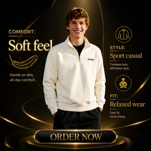 Sudadera con capucha para hombre, con cremallera de un cuarto, cuello alto, 100% algodón, estampado de letras, ajuste holgado, transpirable, ecológica, para otoño - Product Image 6