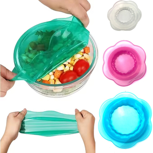 SAC ALIMENTAIRE,Gris Clair-100 Pcs--Couvercles De Bols Réutilisables Avec Joint élastique