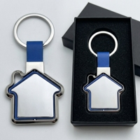 Vente en gros directe usine – Porte-clés vierge en métal personnalisé, gravure laser, mini-porte-clés en forme de maison avec logo d'entreprise