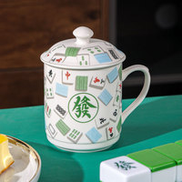 Tasse en céramique Mahjong créative en gros, tasse moderne de 301-400 ml, portable et durable pour hôtel, salle d'échecs, bureau, réunion, cadeau