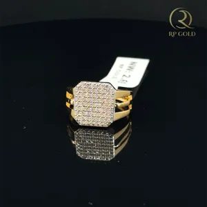 <b>Mens</b> gold <b>ring</b> with diamond style square face elegant modern design stylish jewelry gift for him premium quality finish - Product Image 3