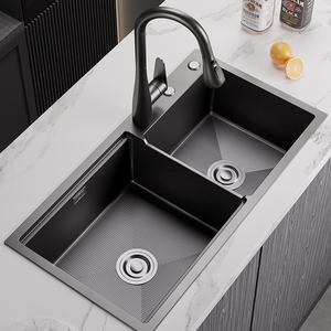 Évier de cuisine double sous plan en acier inoxydable 304 épaissi, anti-rouille, facile à nettoyer, pour usage domestique - Offre Spéciale - Product Image 1