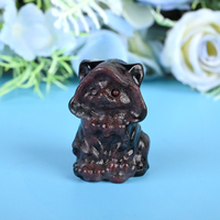 Pierre de guérison naturelle en cristal, mini chat de sorcière sculpté pour décoration d'Halloween, vente en gros