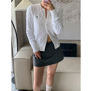 <span class=keywords><strong>Cardigan</strong></span> in Maglia <span class=keywords><strong>a</strong></span> Maniche Lunghe con Collo Ricamato Intrecciato, Etichetta in Rafia, Monopetto, in Cotone Coreano Sottile Scansionabile, Autunno Inverno - Product Image 4