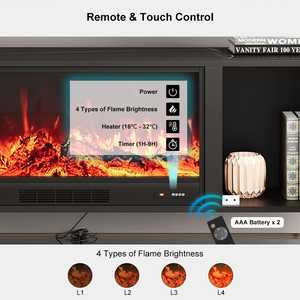 Mueble para TV <span class=keywords><strong>con</strong></span> <span class=keywords><strong>Chimenea</strong></span> Eléctrica Moderna AJUNION, Superficie de Piedra y Soporte para TV de MDF Premium, <span class=keywords><strong>Chimenea</strong></span> <span class=keywords><strong>con</strong></span> Efectos de Llama 3D y Control Remoto - Product Image 3