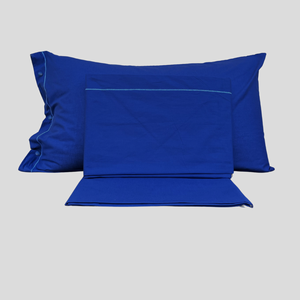 Ensemble de draps de lit en coton bleu, taille double allemande, taies d'oreiller incluses - Product Image 1