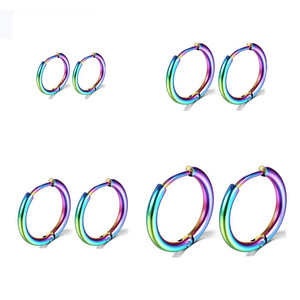 18k Gold Stainless Steel <strong>Silver</strong> Black Hypoallergenic <strong>Hoop</strong> <strong>Huggie</strong> Men's Headless <strong>Hoop</strong> Earrings Small <strong>Hoop</strong> Earrings - Product Image 5