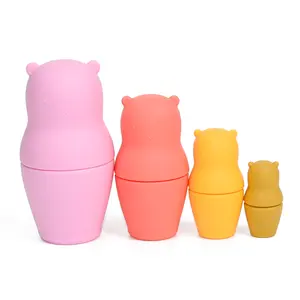 Wholesale Bear Shape Matryoshka Nesting Stacking Russian Silicone Doll Russian Toy Cute Style Toys silicone nesting doll