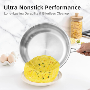 Ensemble de 5 casseroles en acier inoxydable <span class=keywords><strong>18</strong></span>/8 sans PFOA/PFAS, sans revêtement, triple couche, avec couvercle en verre, compatible <span class=keywords><strong>induction</strong></span>, passe au lave-vaisselle et au four - Product Image 3
